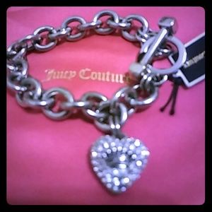 NWT Juicy Couture Pave Banner Heart Bracelet.